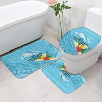 Personalised Bula Vinaka Fiji Drua Bathroom Set Fijian Traditional Canoe Tapa Cloth Blue LT14 - Polynesian Pride