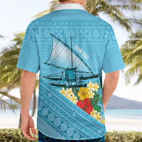 Personalised Bula Vinaka Fiji Drua Hawaiian Shirt Fijian Traditional Canoe Tapa Cloth Blue LT14 - Polynesian Pride