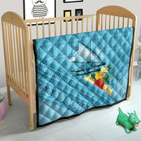Personalised Bula Vinaka Fiji Drua Quilt Fijian Traditional Canoe Tapa Cloth Blue LT14 - Polynesian Pride