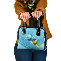 Personalised Bula Vinaka Fiji Drua Shoulder Handbag Fijian Traditional Canoe Tapa Cloth Blue LT14 One Size Blue - Polynesian Pride