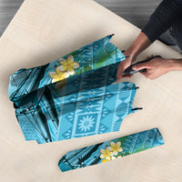 Personalised Bula Vinaka Fiji Drua Umbrella Fijian Traditional Canoe Tapa Cloth Blue LT14 - Polynesian Pride