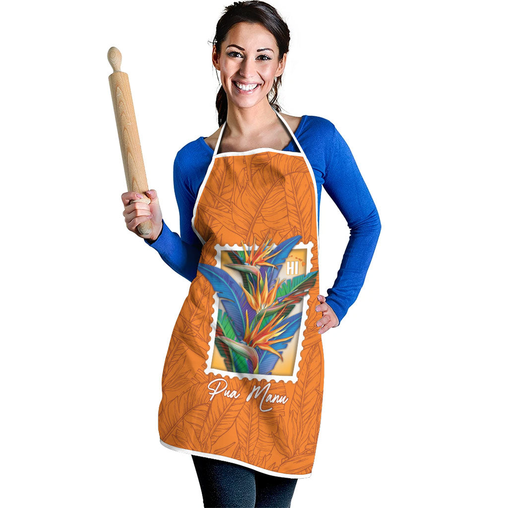 Aloha Hawaii Pua Manu Apron Hawaiian Bird of Paradise Flowers Stylized Stamp LT14 - Polynesian Pride