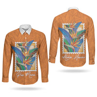 Aloha Hawaii Pua Manu Couples Matching Tank Maxi Dress and Long Sleeve Button Shirt Hawaiian Bird of Paradise Flowers Stylized Stamp LT14 - Polynesian Pride