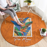 Aloha Hawaii Pua Manu Round Carpet Hawaiian Bird of Paradise Flowers Stylized Stamp LT14 - Polynesian Pride