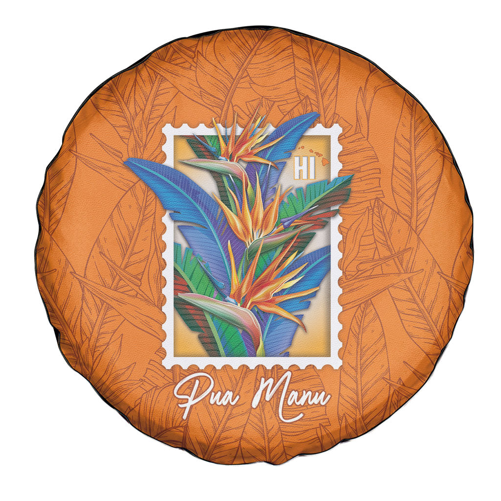 Aloha Hawaii Pua Manu Spare Tire Cover Hawaiian Bird of Paradise Flowers Stylized Stamp LT14 - Polynesian Pride