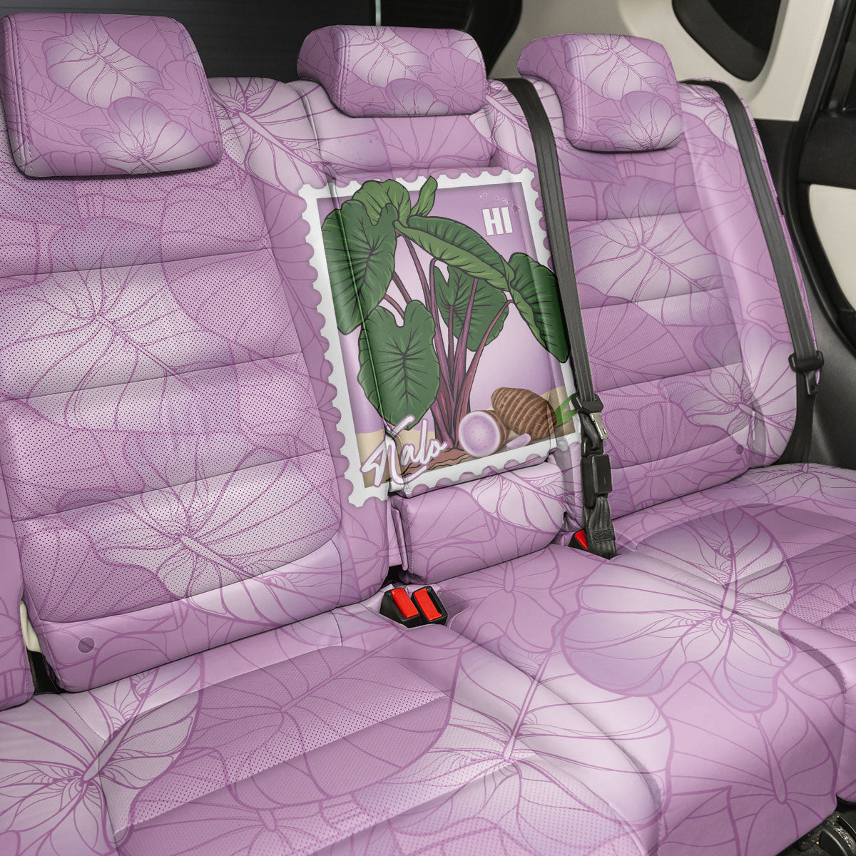 Aloha Hawaii Kalo Back Car Seat Cover Hawaiian Taro Leaves Stylized Stamp LT14 - Polynesian Pride