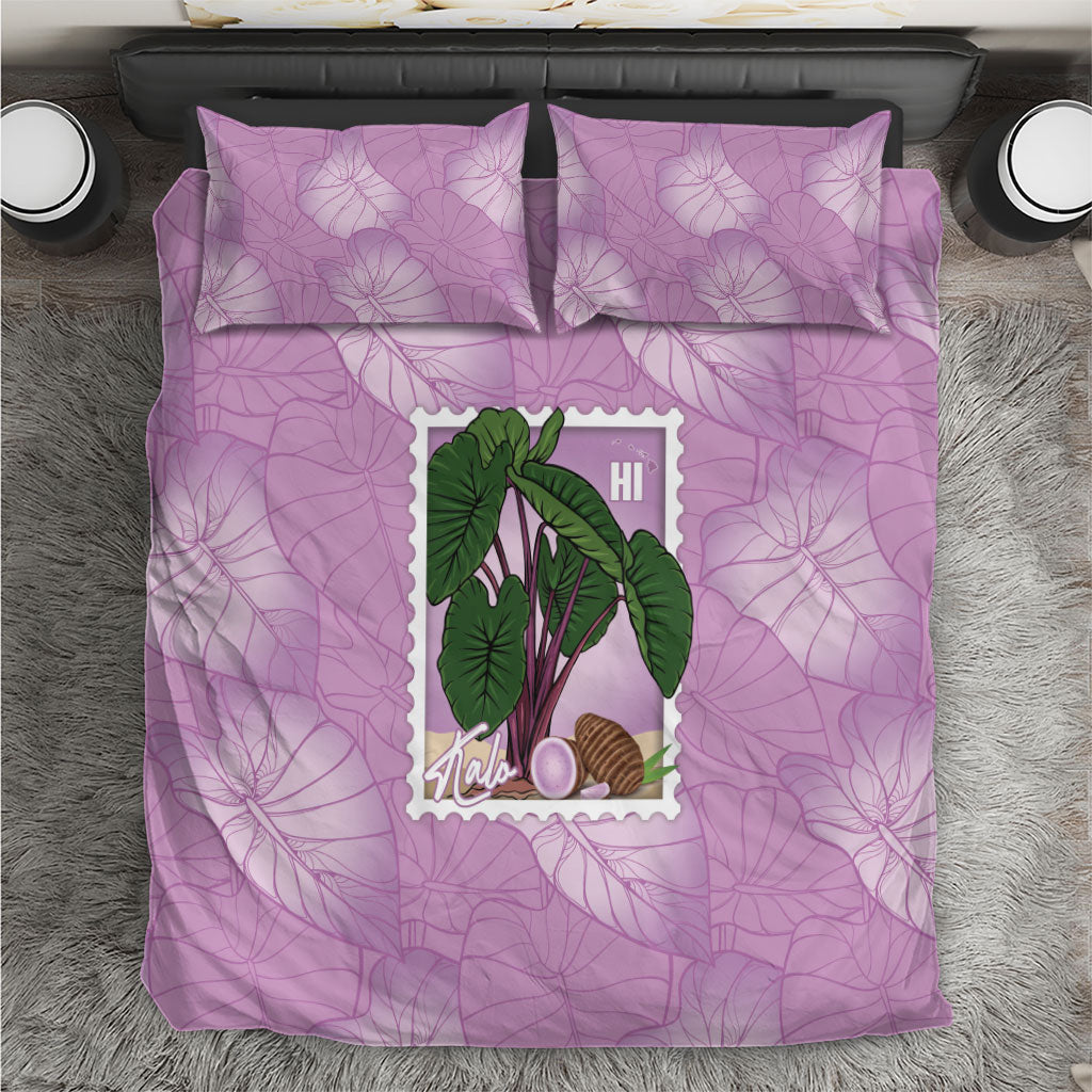 Aloha Hawaii Kalo Bedding Set Hawaiian Taro Leaves Stylized Stamp LT14 Purple - Polynesian Pride