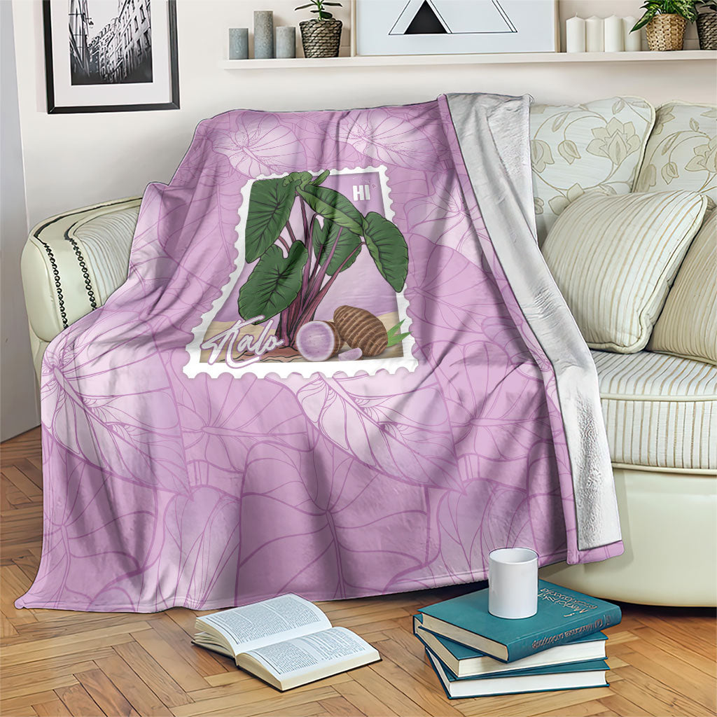 Aloha Hawaii Kalo Blanket Hawaiian Taro Leaves Stylized Stamp LT14 Purple - Polynesian Pride