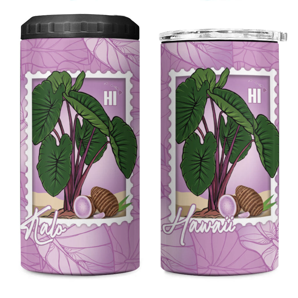 Aloha Hawaii Kalo 4 in 1 Can Cooler Tumbler Hawaiian Taro Leaves Stylized Stamp LT14 One Size: 16 oz Purple - Polynesian Pride