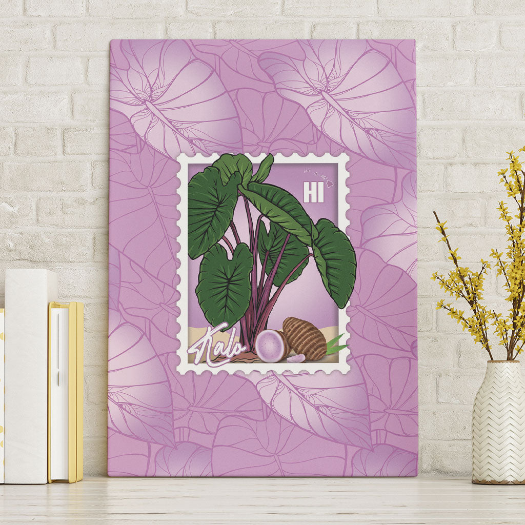 Aloha Hawaii Kalo Canvas Wall Art Hawaiian Taro Leaves Stylized Stamp LT14 Without Frame Purple - Polynesian Pride
