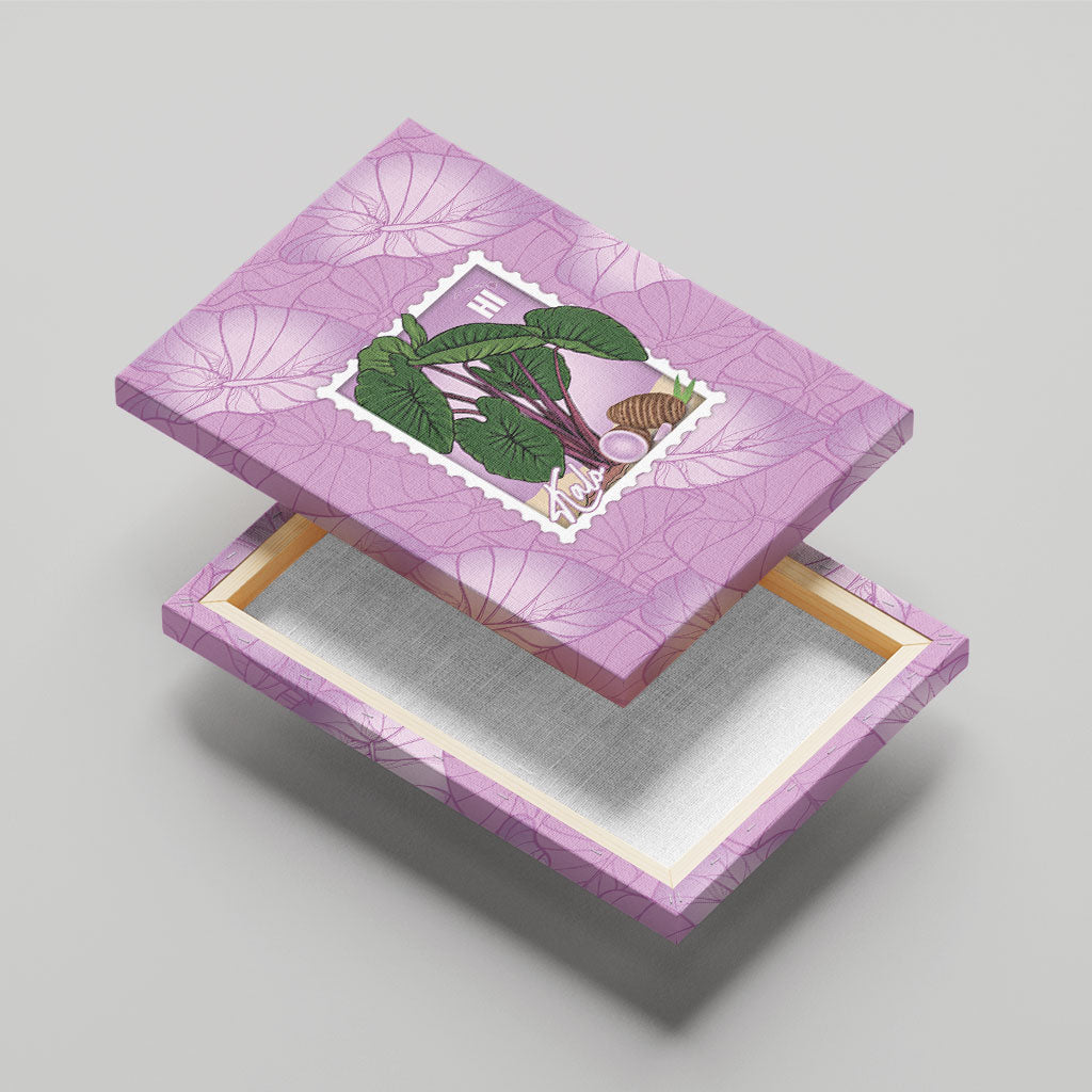 Aloha Hawaii Kalo Canvas Wall Art Hawaiian Taro Leaves Stylized Stamp LT14 - Polynesian Pride
