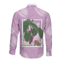 Aloha Hawaii Kalo Long Sleeve Button Shirt Hawaiian Taro Leaves Stylized Stamp LT14 - Polynesian Pride
