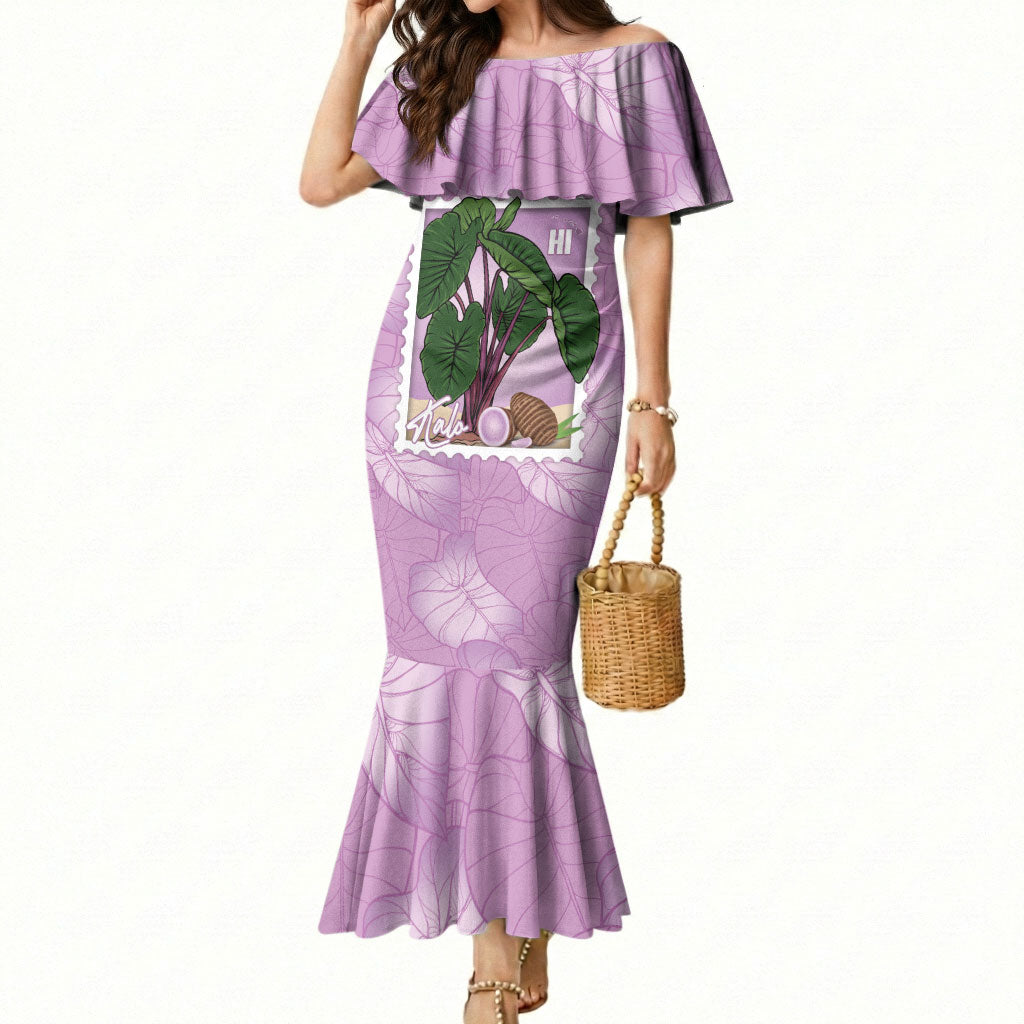 Aloha Hawaii Kalo Mermaid Dress Hawaiian Taro Leaves Stylized Stamp LT14 Women Purple - Polynesian Pride