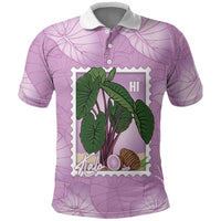 Aloha Hawaii Kalo Polo Shirt Hawaiian Taro Leaves Stylized Stamp LT14 Purple - Polynesian Pride