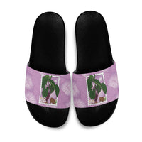 Aloha Hawaii Kalo Slide Sandals Hawaiian Taro Leaves Stylized Stamp LT14 Purple - Polynesian Pride