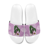 Aloha Hawaii Kalo Slide Sandals Hawaiian Taro Leaves Stylized Stamp LT14 Purple - Polynesian Pride