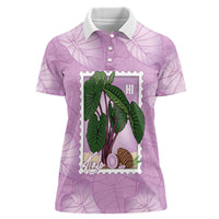 Aloha Hawaii Kalo Women Polo Shirt Hawaiian Taro Leaves Stylized Stamp LT14 Female Purple - Polynesian Pride