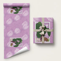 Aloha Hawaii Kalo Wrapping Paper Hawaiian Taro Leaves Stylized Stamp LT14 58" × 23" Purple - Polynesian Pride