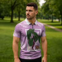 Aloha Hawaii Kalo Zipper Polo Shirt Hawaiian Taro Leaves Stylized Stamp LT14 - Polynesian Pride