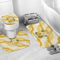 Aloha Hawaii Puakenikeni Bathroom Set Hawaiian Lei Palaka Motifs Stylized Stamp LT14 Mat Set Only (3 pcs) One Size Yellow - Polynesian Pride