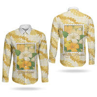 Aloha Hawaii Puakenikeni Couples Matching Puletasi and Long Sleeve Button Shirt Hawaiian Lei Palaka Motifs Stylized Stamp LT14 - Polynesian Pride