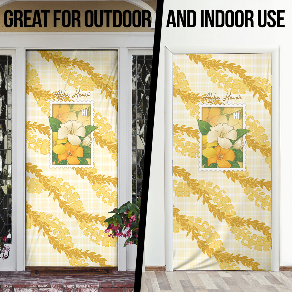 Aloha Hawaii Puakenikeni Door Cover Hawaiian Lei Palaka Motifs Stylized Stamp LT14 - Polynesian Pride