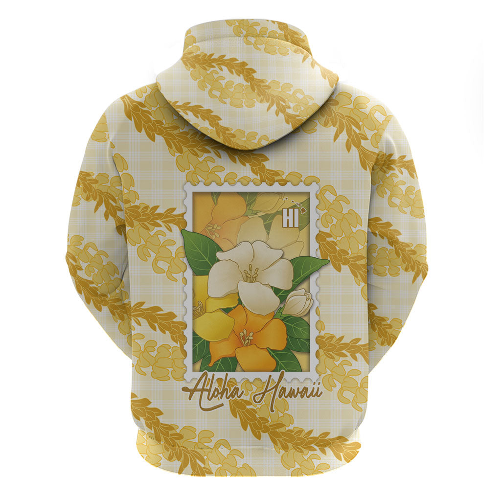 Aloha Hawaii Puakenikeni Hoodie Hawaiian Lei Palaka Motifs Stylized Stamp LT14 - Polynesian Pride