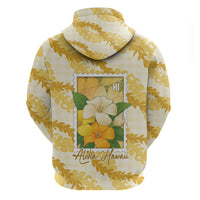 Aloha Hawaii Puakenikeni Hoodie Hawaiian Lei Palaka Motifs Stylized Stamp LT14 - Polynesian Pride