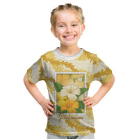Aloha Hawaii Puakenikeni Kid T Shirt Hawaiian Lei Palaka Motifs Stylized Stamp LT14 Yellow - Polynesian Pride