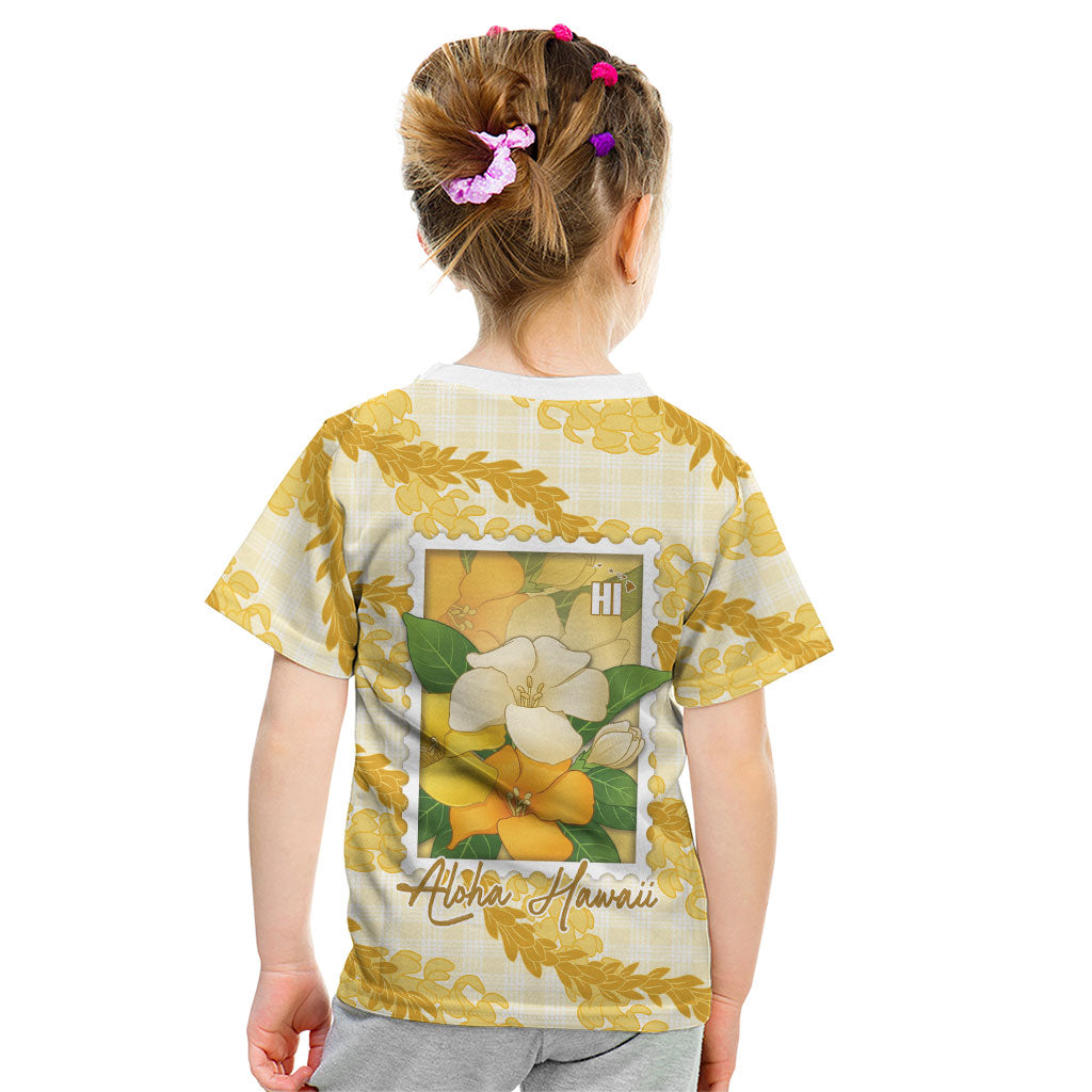 Aloha Hawaii Puakenikeni Kid T Shirt Hawaiian Lei Palaka Motifs Stylized Stamp LT14 - Polynesian Pride