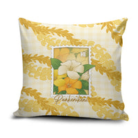 Aloha Hawaii Puakenikeni Pillow Cover Hawaiian Lei Palaka Motifs Stylized Stamp LT14 Yellow - Polynesian Pride