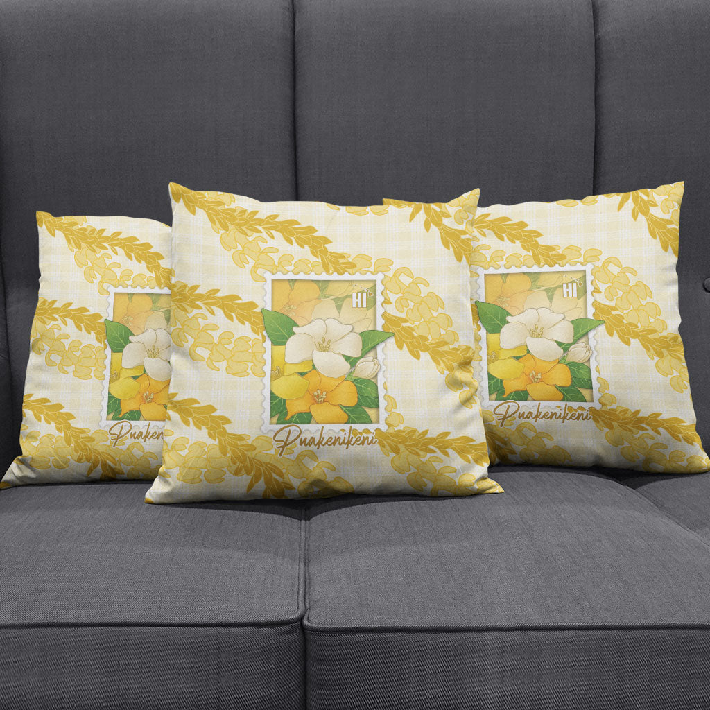 Aloha Hawaii Puakenikeni Pillow Cover Hawaiian Lei Palaka Motifs Stylized Stamp LT14 - Polynesian Pride