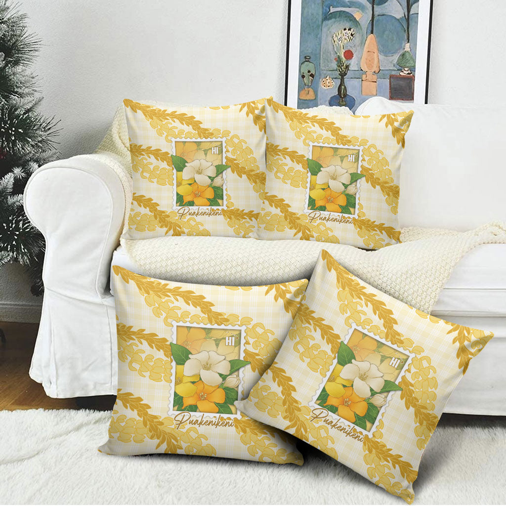 Aloha Hawaii Puakenikeni Pillow Cover Hawaiian Lei Palaka Motifs Stylized Stamp LT14 - Polynesian Pride