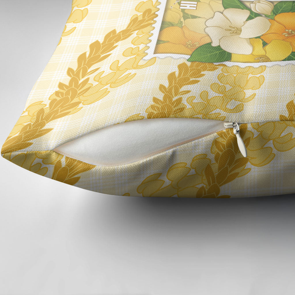 Aloha Hawaii Puakenikeni Pillow Cover Hawaiian Lei Palaka Motifs Stylized Stamp LT14 - Polynesian Pride