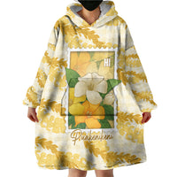 Aloha Hawaii Puakenikeni Wearable Blanket Hoodie Hawaiian Lei Palaka Motifs Stylized Stamp LT14 - Polynesian Pride