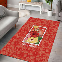 Aloha Hawaii Pua Aloalo Area Rug Hawaiian Hibiscus Flowers Stylized Stamp LT14 - Polynesian Pride