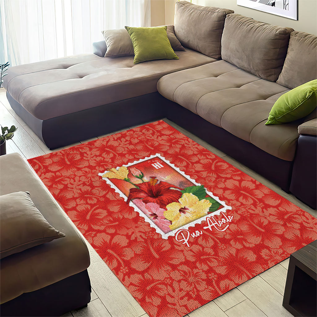 Aloha Hawaii Pua Aloalo Area Rug Hawaiian Hibiscus Flowers Stylized Stamp LT14 - Polynesian Pride