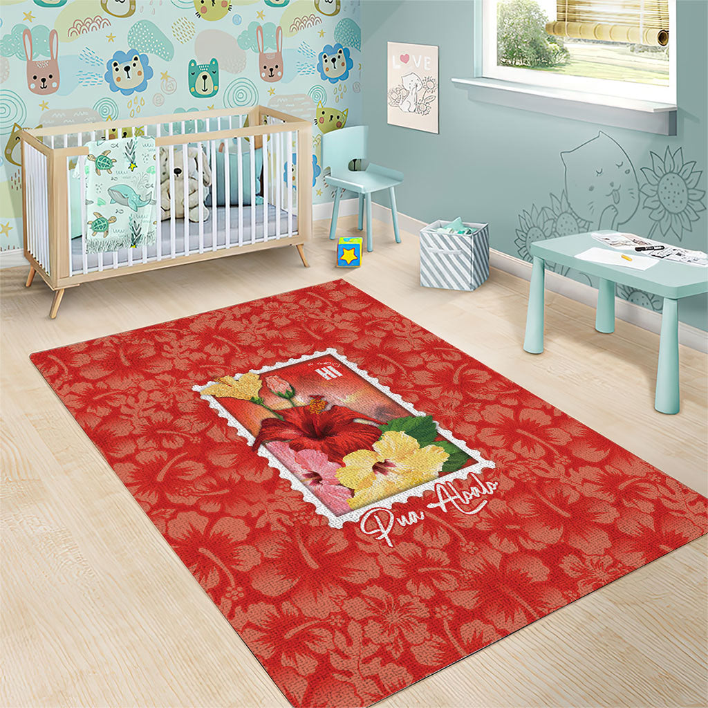 Aloha Hawaii Pua Aloalo Area Rug Hawaiian Hibiscus Flowers Stylized Stamp LT14 - Polynesian Pride