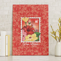 Aloha Hawaii Pua Aloalo Canvas Wall Art Hawaiian Hibiscus Flowers Stylized Stamp LT14 Without Frame Red - Polynesian Pride