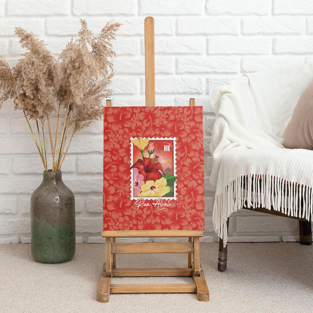 Aloha Hawaii Pua Aloalo Canvas Wall Art Hawaiian Hibiscus Flowers Stylized Stamp LT14 - Polynesian Pride