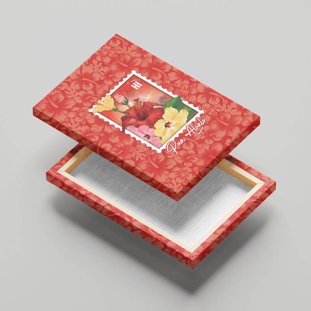 Aloha Hawaii Pua Aloalo Canvas Wall Art Hawaiian Hibiscus Flowers Stylized Stamp LT14 - Polynesian Pride