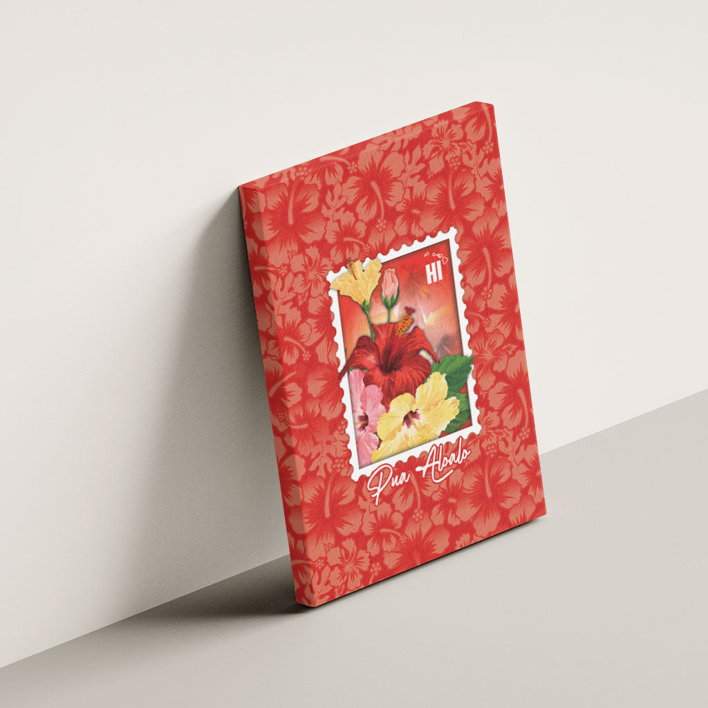 Aloha Hawaii Pua Aloalo Canvas Wall Art Hawaiian Hibiscus Flowers Stylized Stamp LT14 - Polynesian Pride