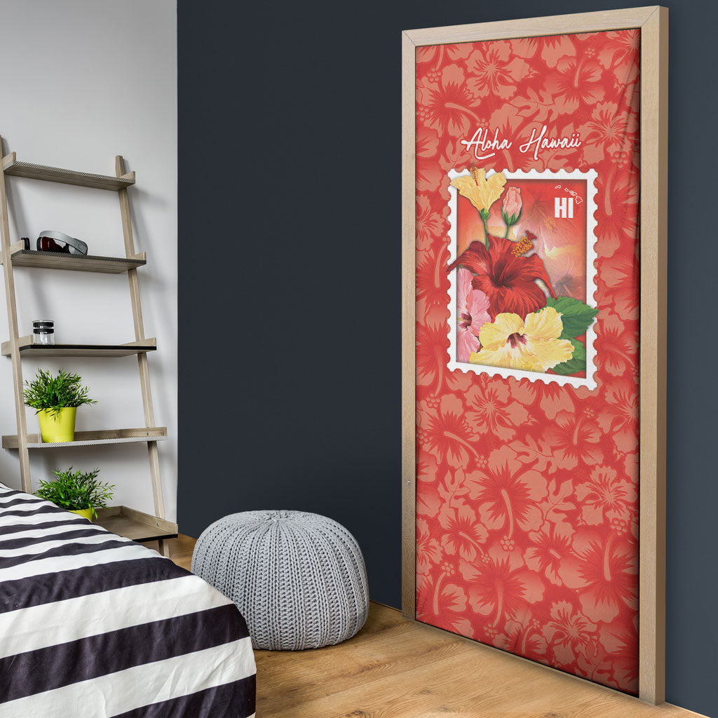 Aloha Hawaii Pua Aloalo Door Cover Hawaiian Hibiscus Flowers Stylized Stamp LT14 - Polynesian Pride