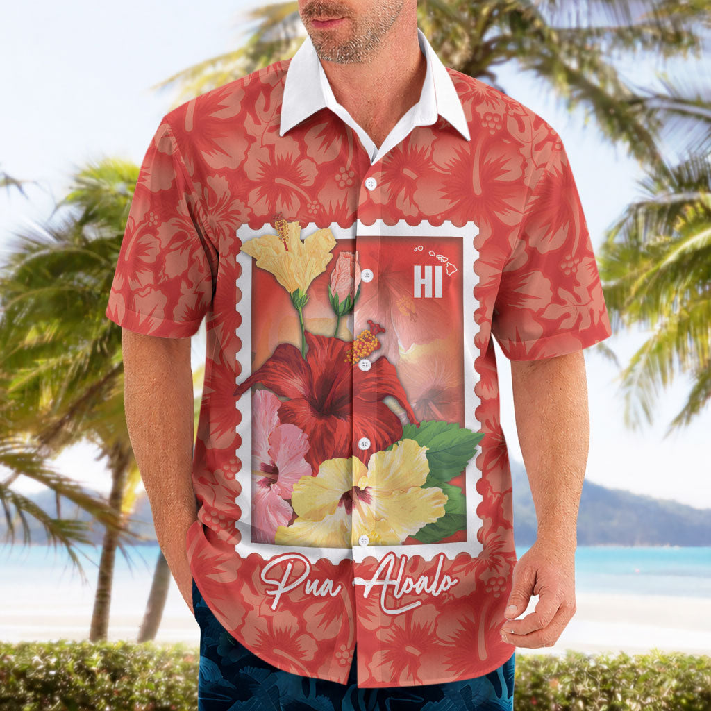 Aloha Hawaii Pua Aloalo Hawaiian Shirt Hawaiian Hibiscus Flowers Stylized Stamp LT14 - Polynesian Pride