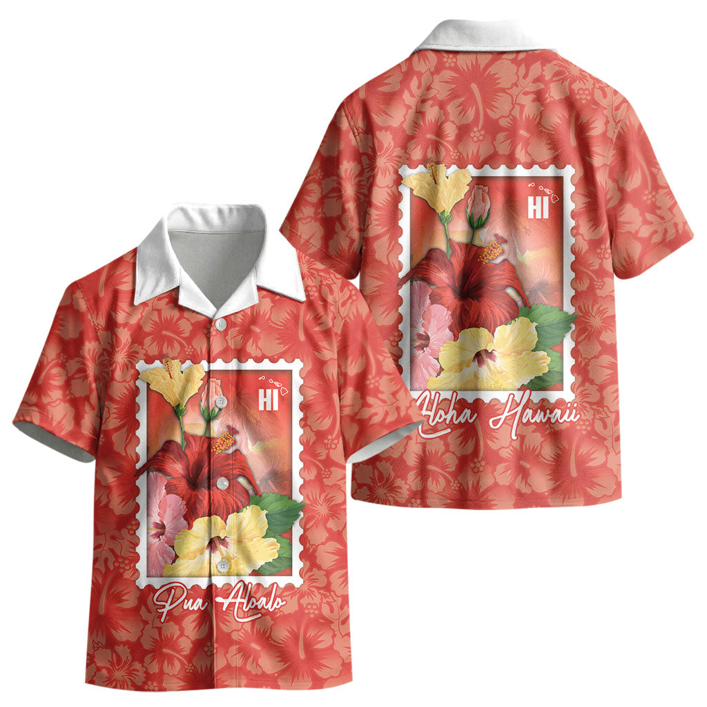 Aloha Hawaii Pua Aloalo Kid Hawaiian Shirt Hawaiian Hibiscus Flowers Stylized Stamp LT14 - Polynesian Pride