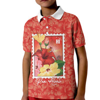 Aloha Hawaii Pua Aloalo Kid Polo Shirt Hawaiian Hibiscus Flowers Stylized Stamp LT14 Kid Red - Polynesian Pride