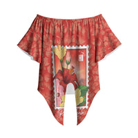 Aloha Hawaii Pua Aloalo Off Shoulder Wrap Waist Top Hawaiian Hibiscus Flowers Stylized Stamp LT14 - Polynesian Pride
