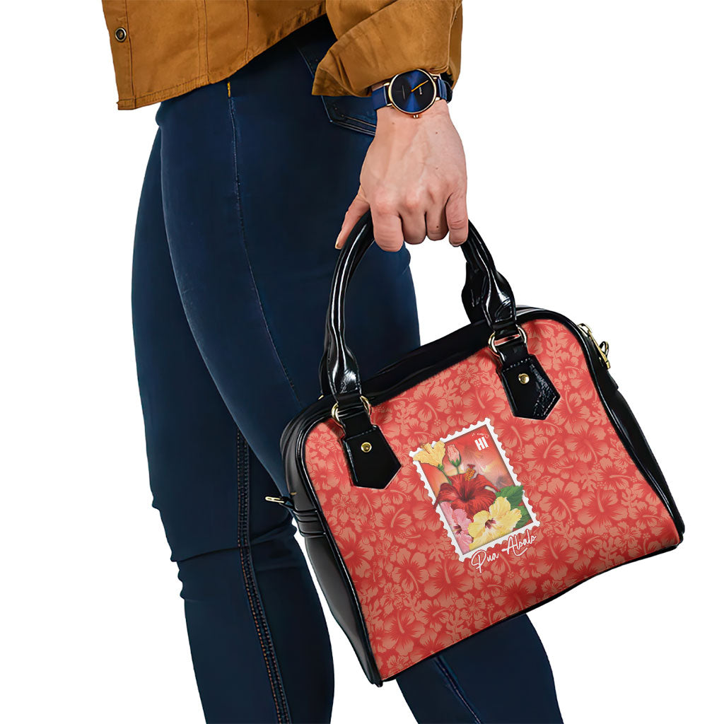 Aloha Hawaii Pua Aloalo Shoulder Handbag Hawaiian Hibiscus Flowers Stylized Stamp LT14 - Polynesian Pride