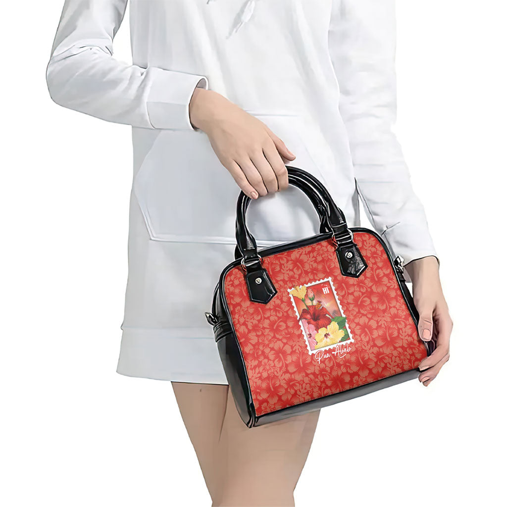 Aloha Hawaii Pua Aloalo Shoulder Handbag Hawaiian Hibiscus Flowers Stylized Stamp LT14 - Polynesian Pride