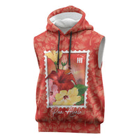 Aloha Hawaii Pua Aloalo Sleeveless Hoodie Hawaiian Hibiscus Flowers Stylized Stamp LT14 Red - Polynesian Pride